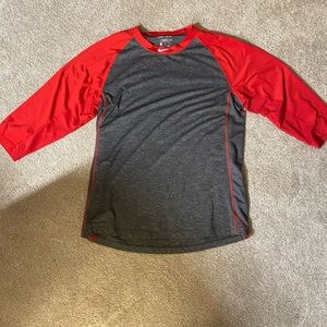 Red and Gray Dri-Fit Nike baseball Tee